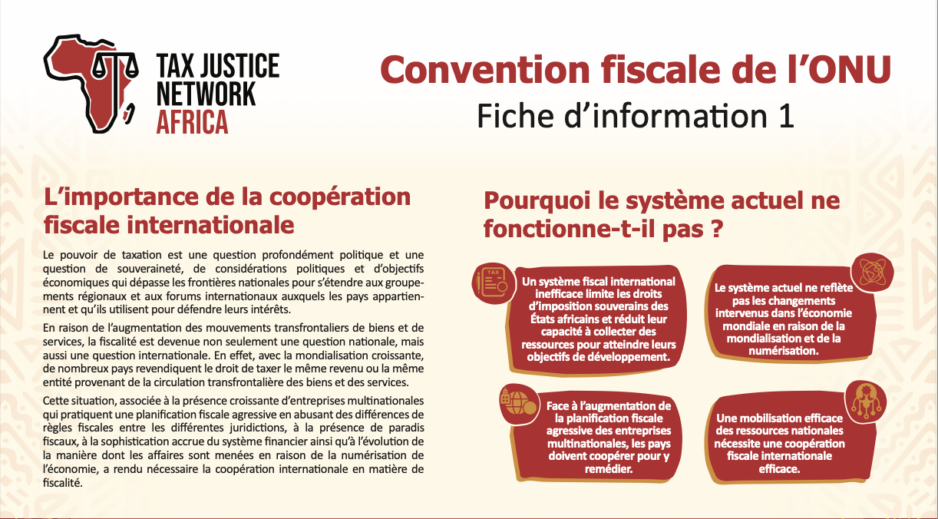 TJNA Convention fiscale de l’ONU fiche d’information